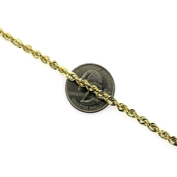Real 10K Yellow Gold 4mm Rope Chain Necklace 20" inch - Picture 3 of 6